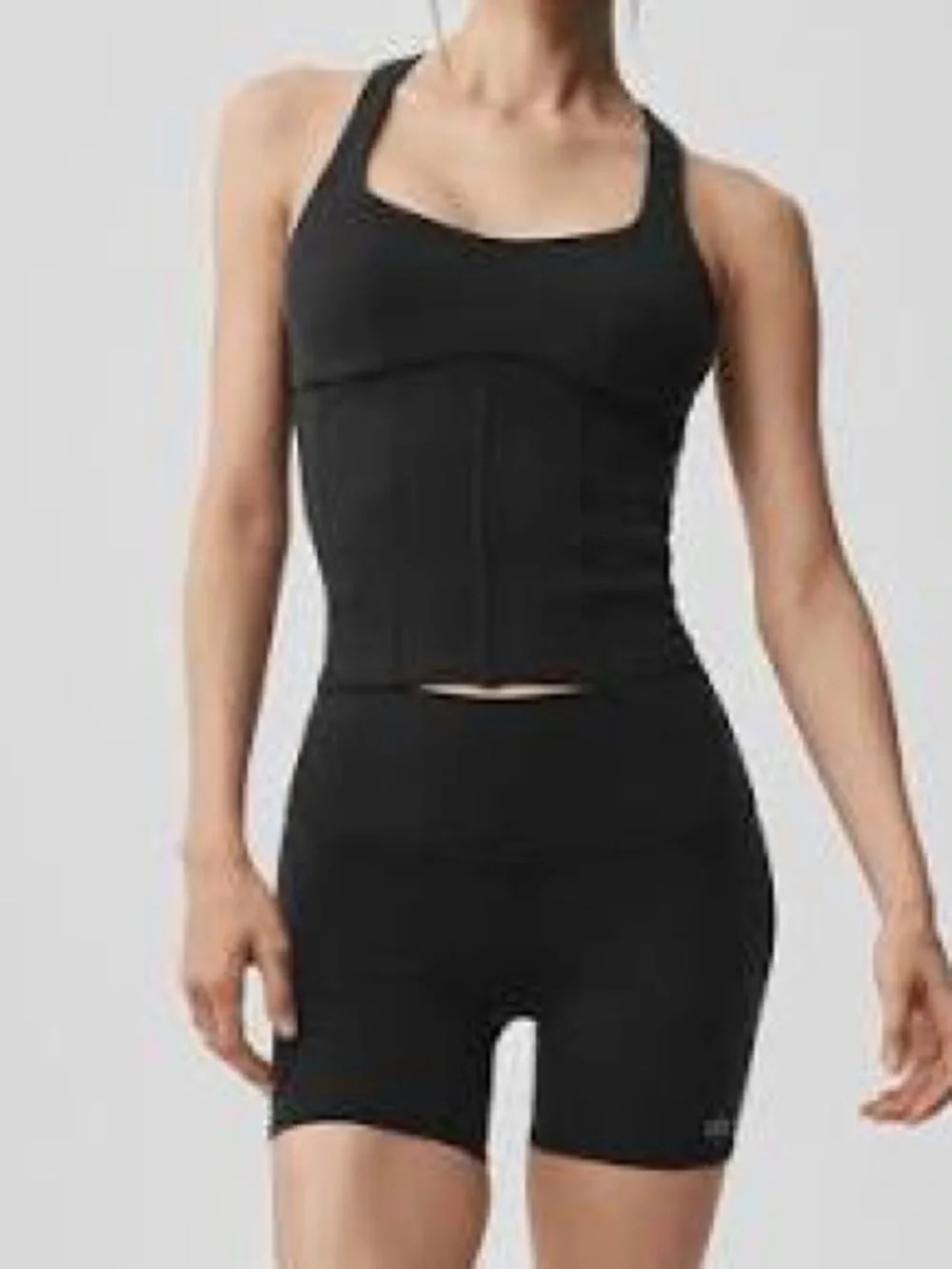ALO Airbrush Sparks Fly Corset Tank NWT Black M (FIT057)